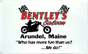 Bentley's Saloon logo with vintage car illustration.