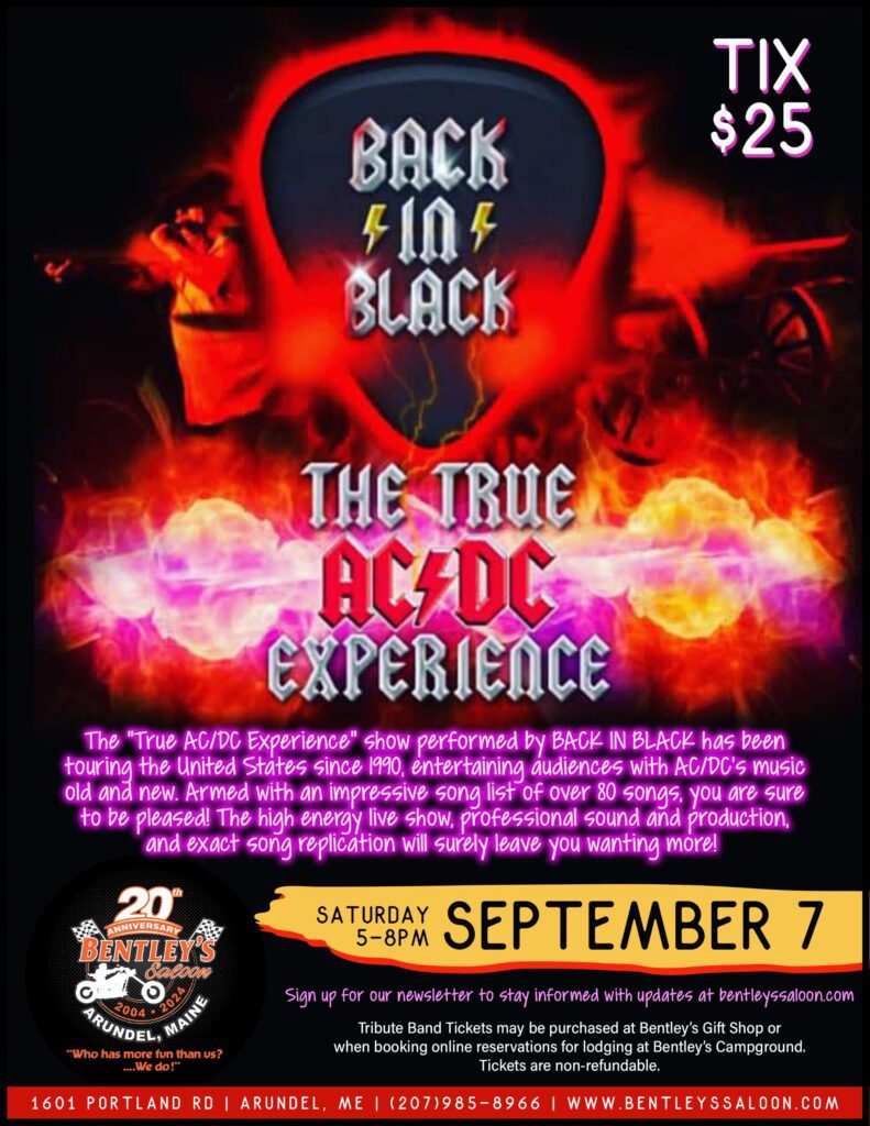 A poster for the back in black tour.
