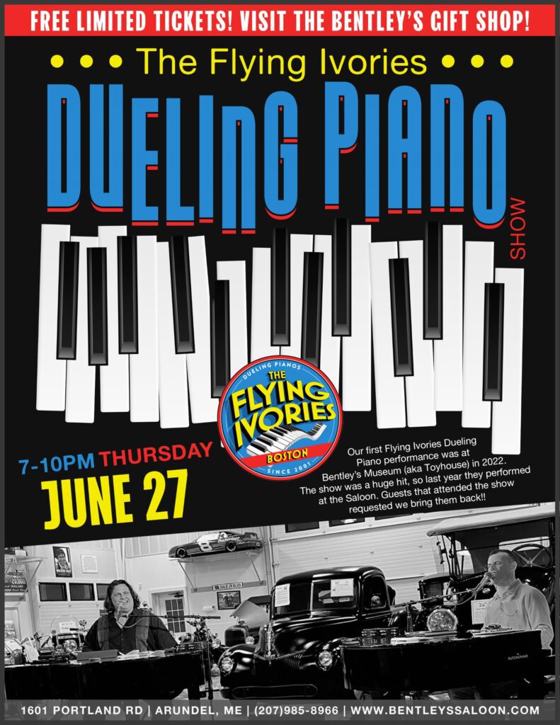 A poster of the dueling piano competition.