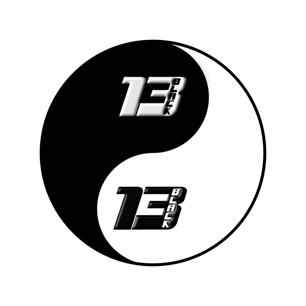 A yin yang symbol with the number thirteen in it.