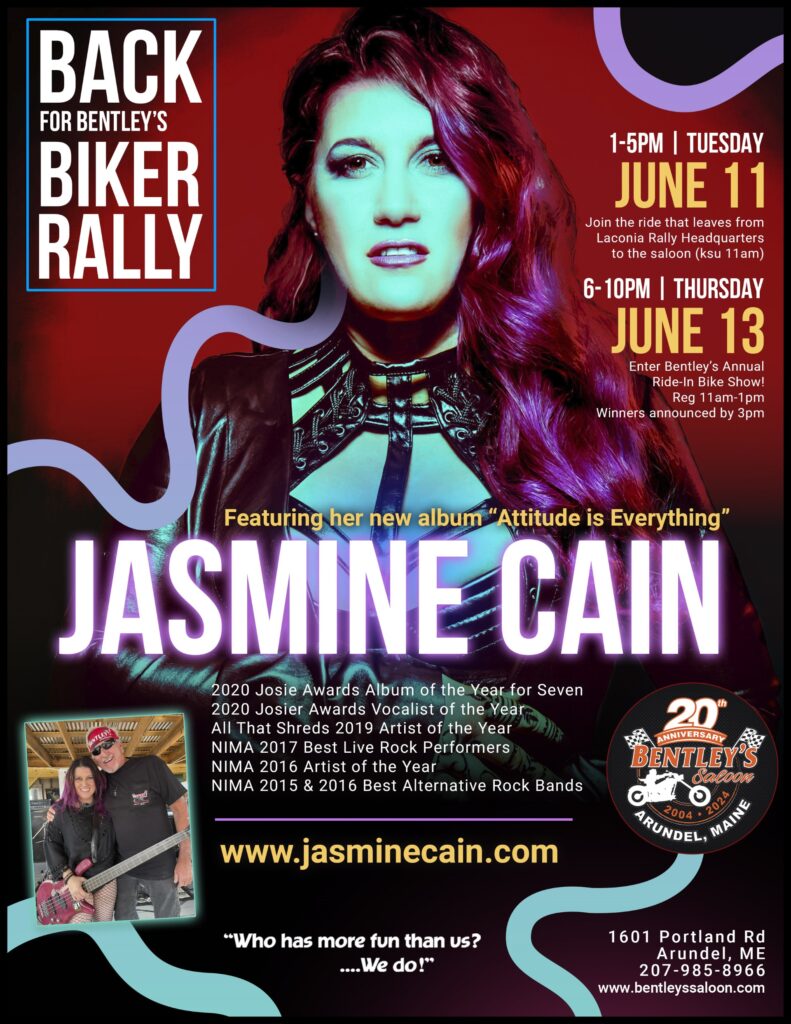 A poster of the event featuring jasmine cain.
