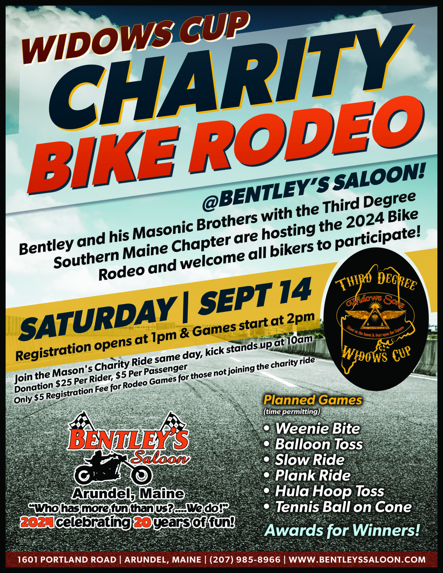 A poster for the charity bike rodeo.