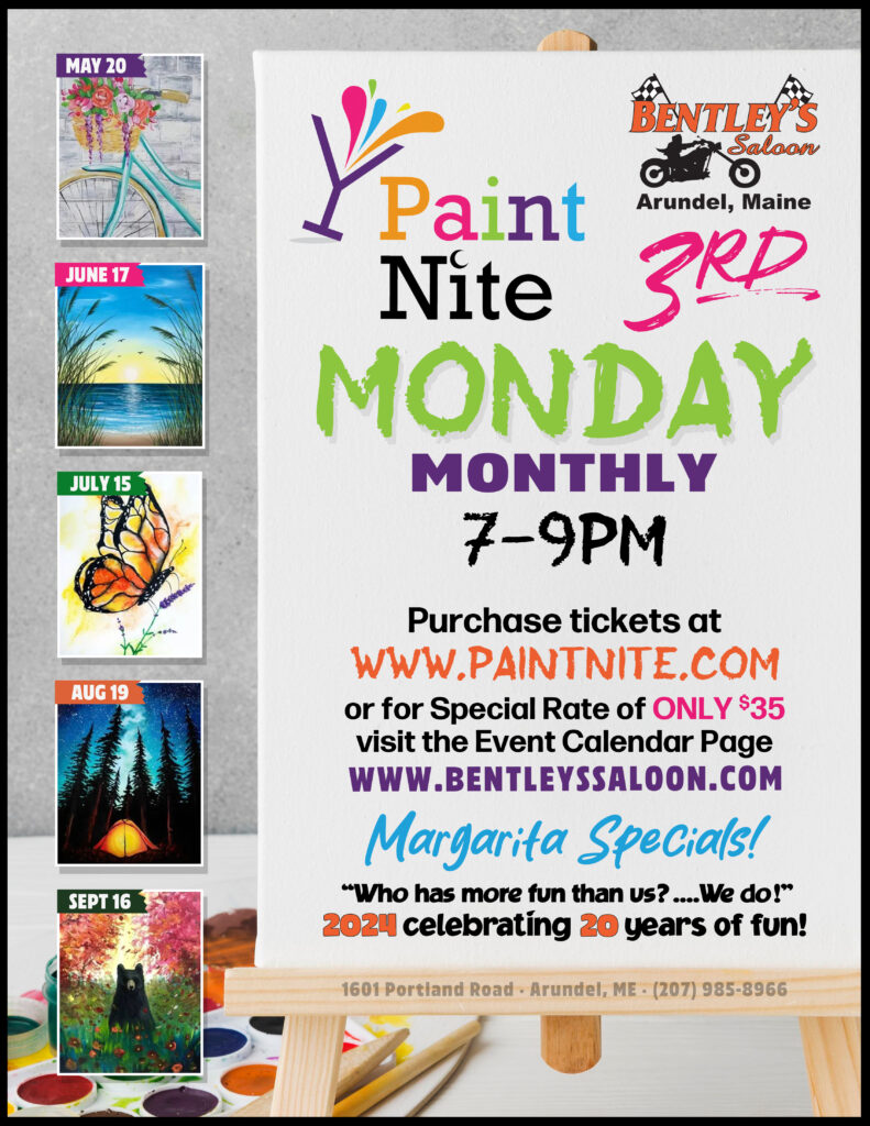 A poster advertising the paint nite event.