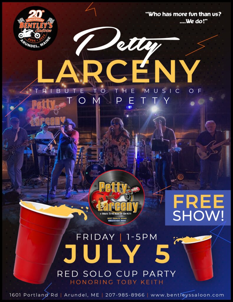 A poster for the petty larceny concert.