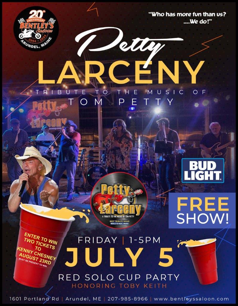 A poster for the petty larceny concert.
