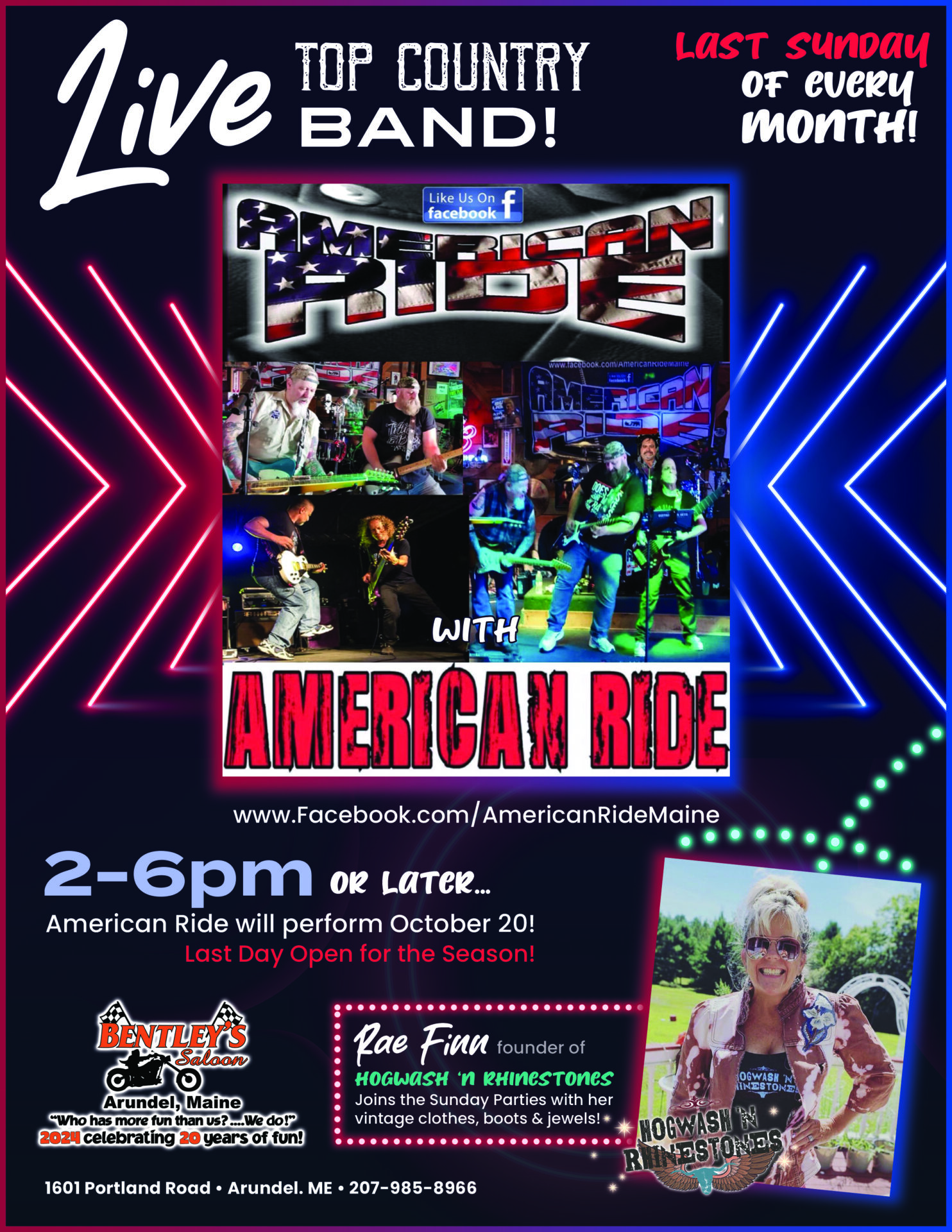 A poster of an american ride with pictures and text.