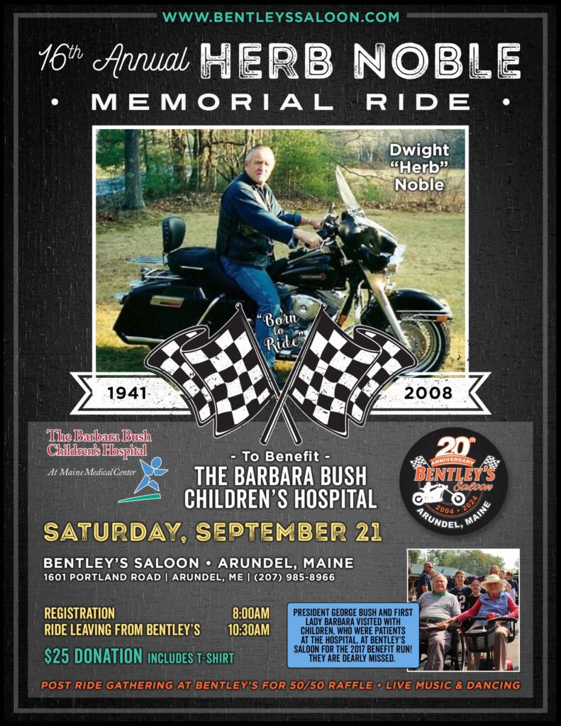 A memorial ride poster with a picture of the late barbara bush.