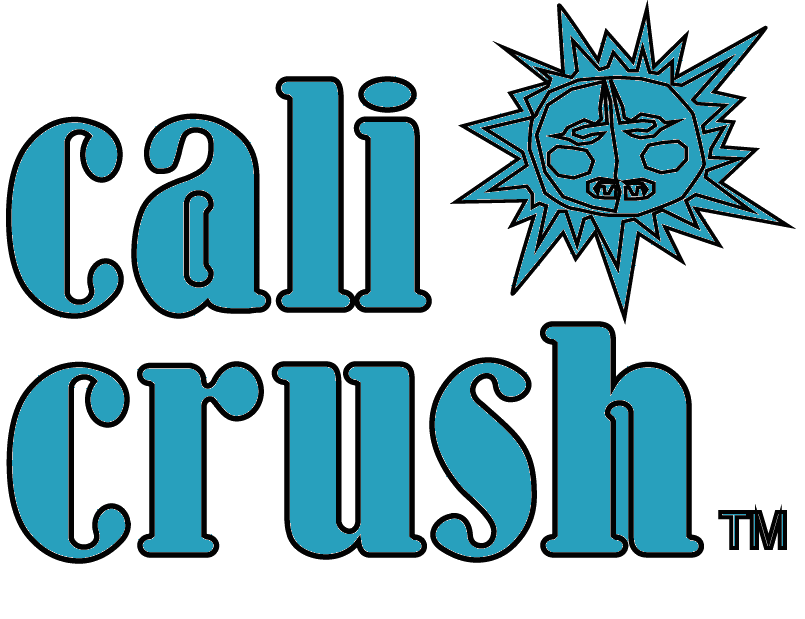 A blue sun and the words cali crush