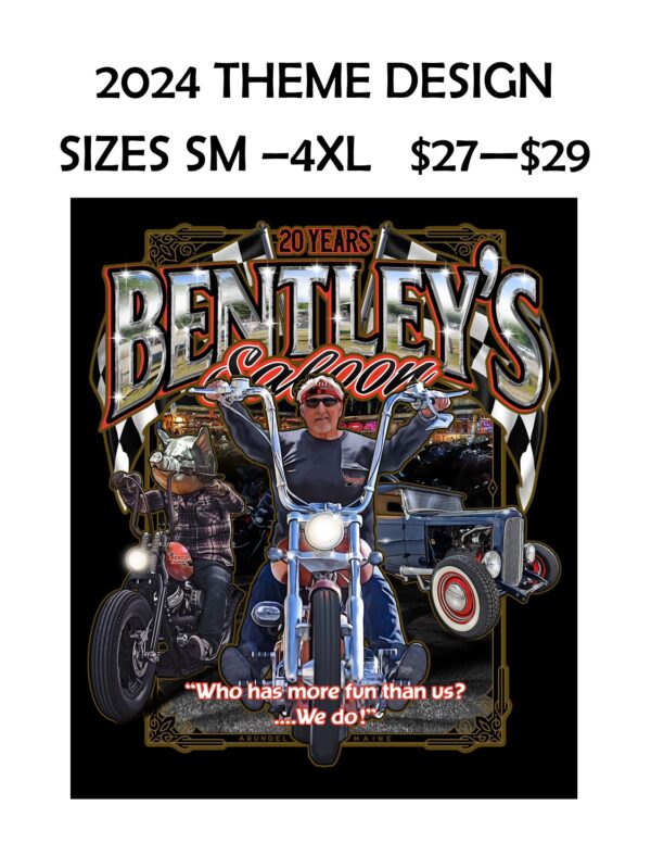 A picture of two men on motorcycles with the words " bentley 's garage ".