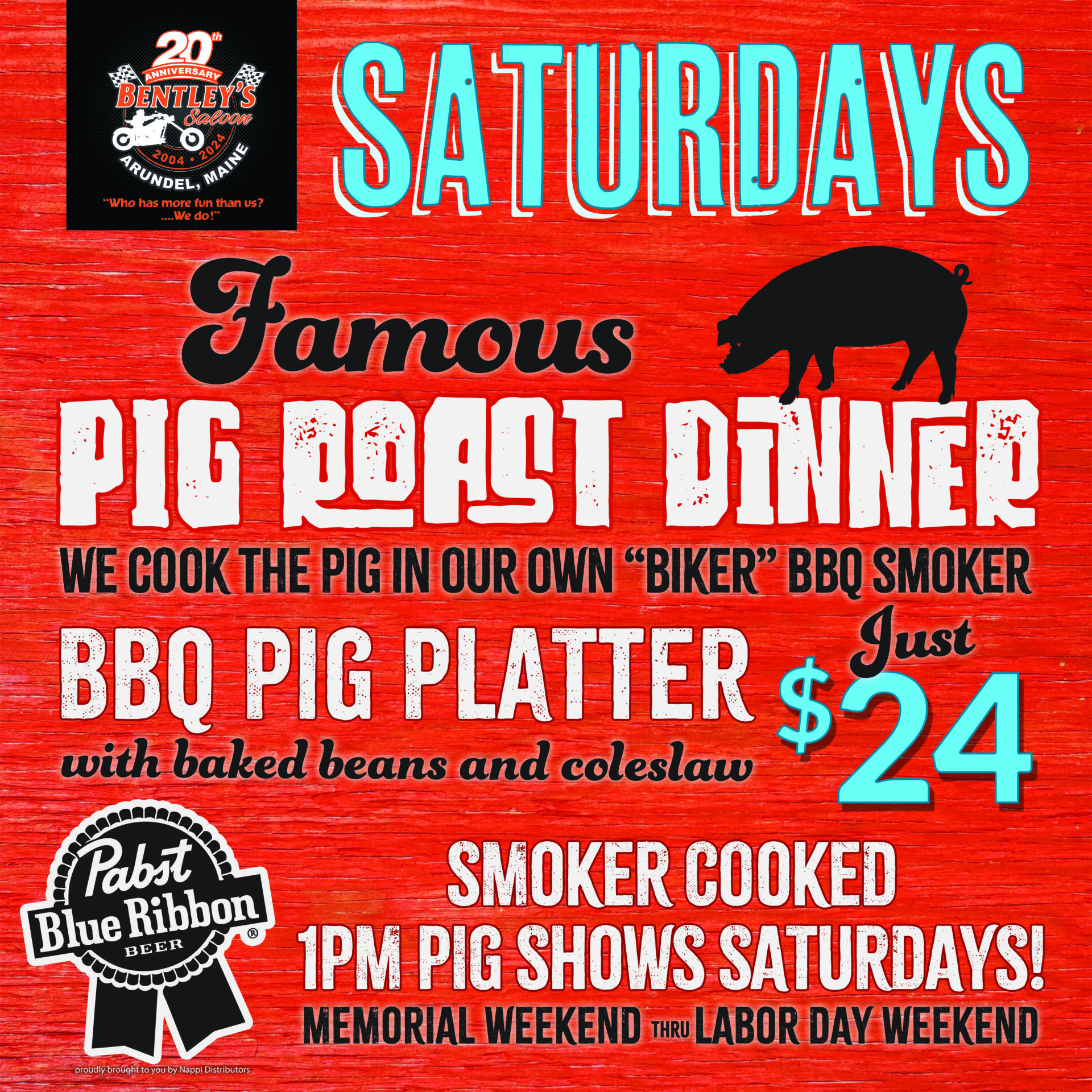 A poster for the pig roast dinner and bbq.