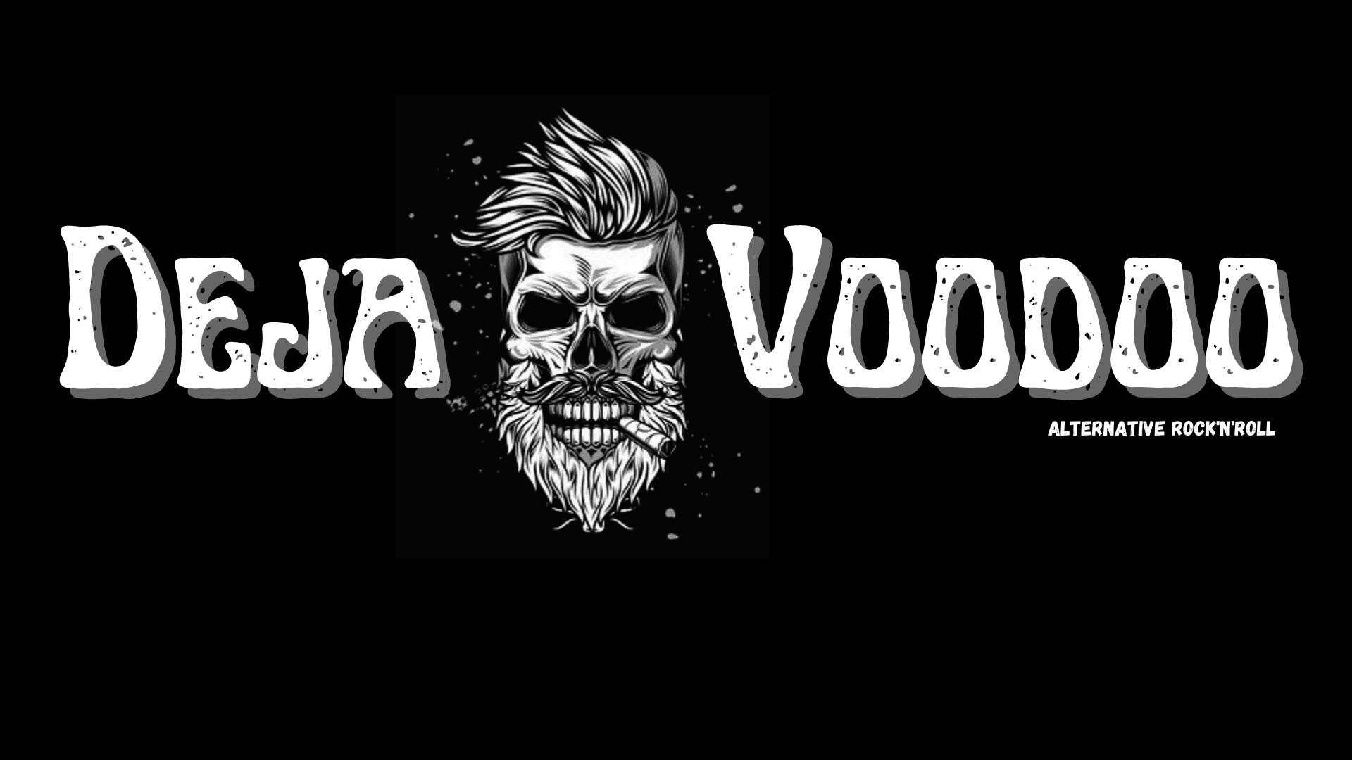 A black and white image of the logo for the band, va voodoot.